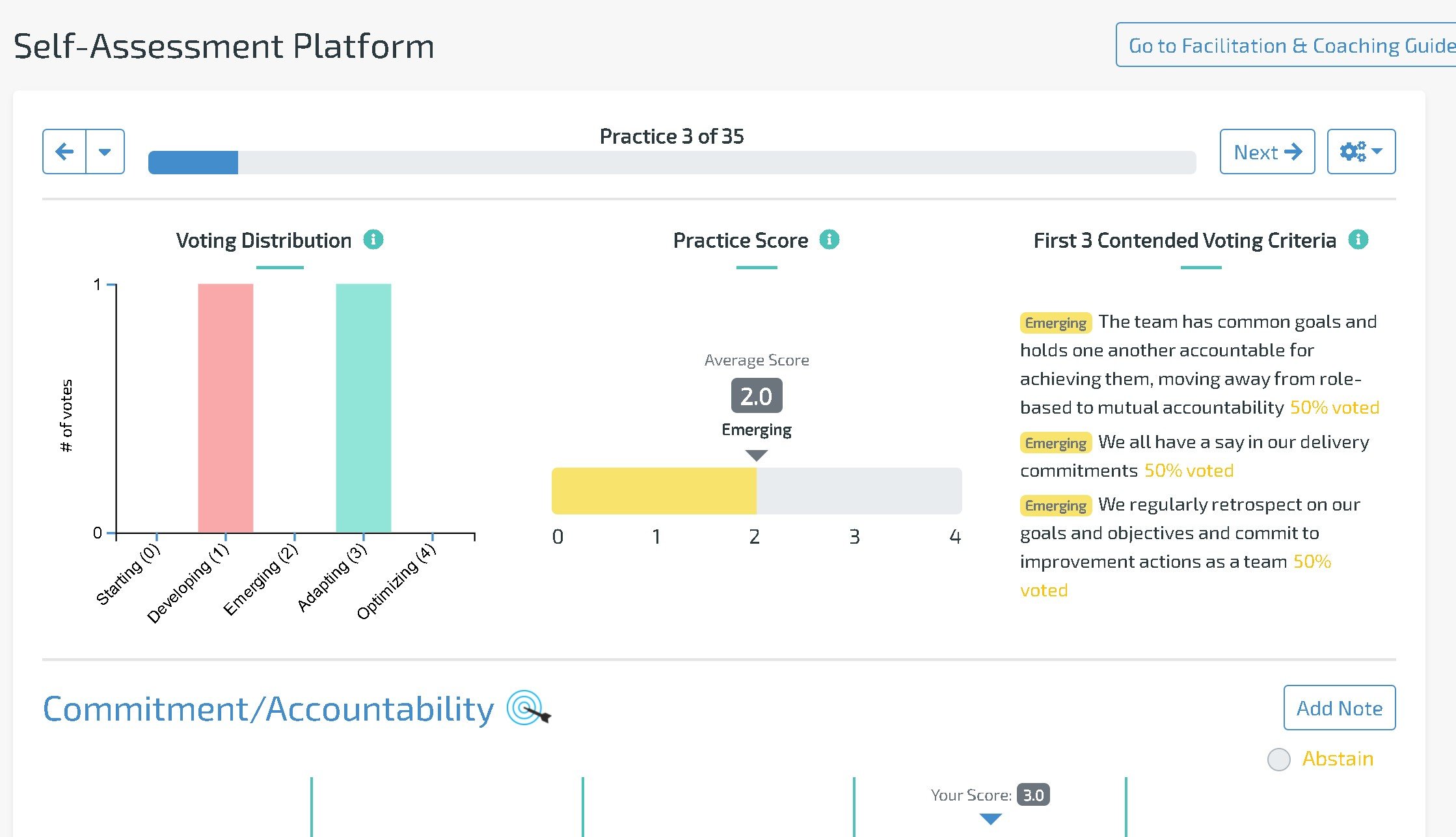 self assessment platform results screenshot
